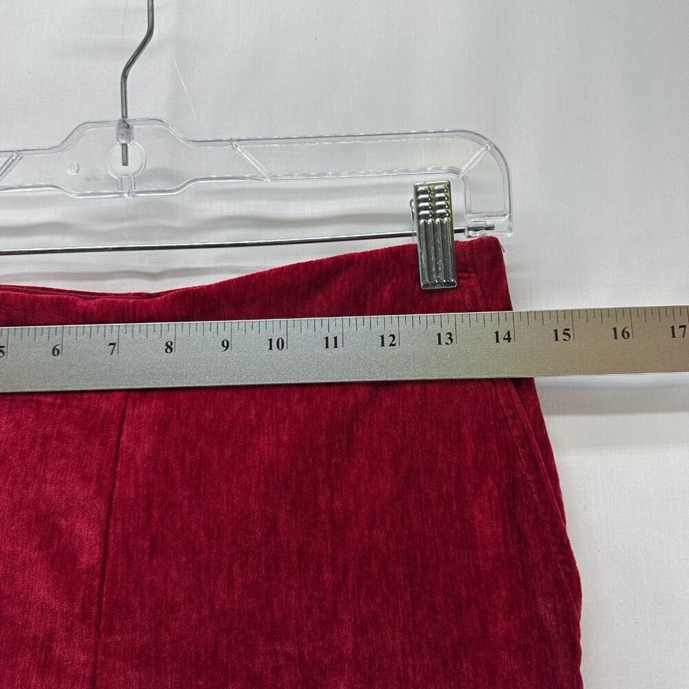 Hilary Radley Pants Womens Sz XS Velvet Mid Rise Slim Pull On Elastic Waist Red - Picture 8 of 10